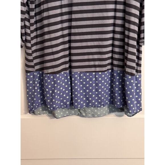 Matilda Jane Top Womens Sz M Lets Get Lost Blouse Striped Polka Dot Scoop Neck - Picture 4 of 11
